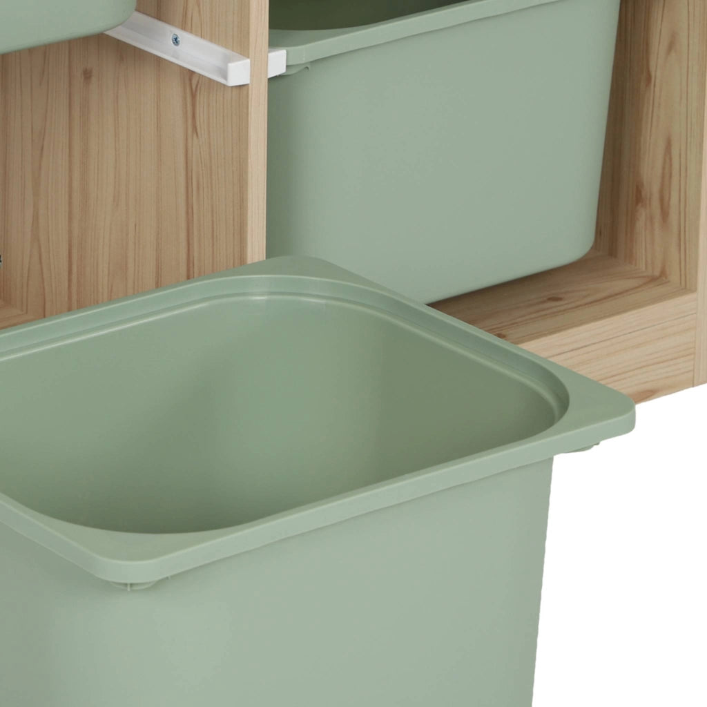 Mobile contenitore per bambini con 6 scatole colorate, verde grigio