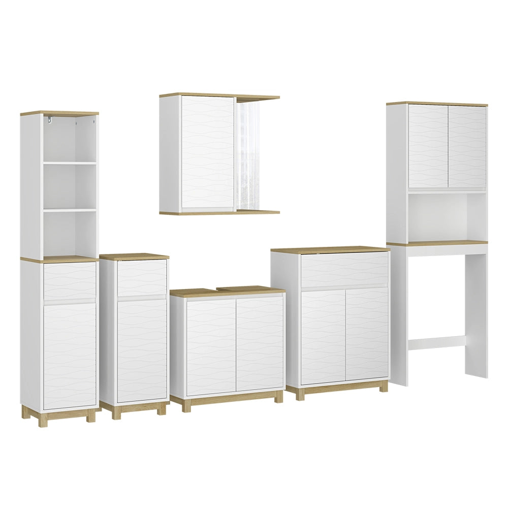 Vicco Set di mobili da bagno Bianco/quercia 6 parti