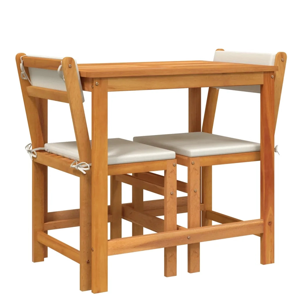 Set da Balcone 3pz | Set Salotto da Giardino con Cuscini in Legno Massello di Acacia