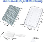 Mini contenitori per cubetti di ghiaccio per freezer - Apertura facile - 4 pezzi - Forma sferica - Con contenitore e cucchiaio - Per bevande frappate - Caffè - Cocktail
