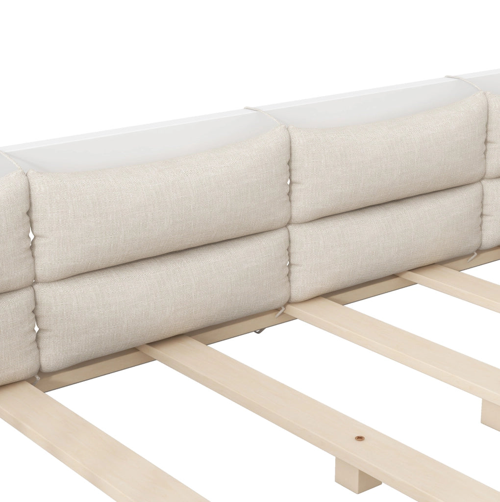 Letto piattaforma 90x200 cm con sponde laterali e cuscini; bianco