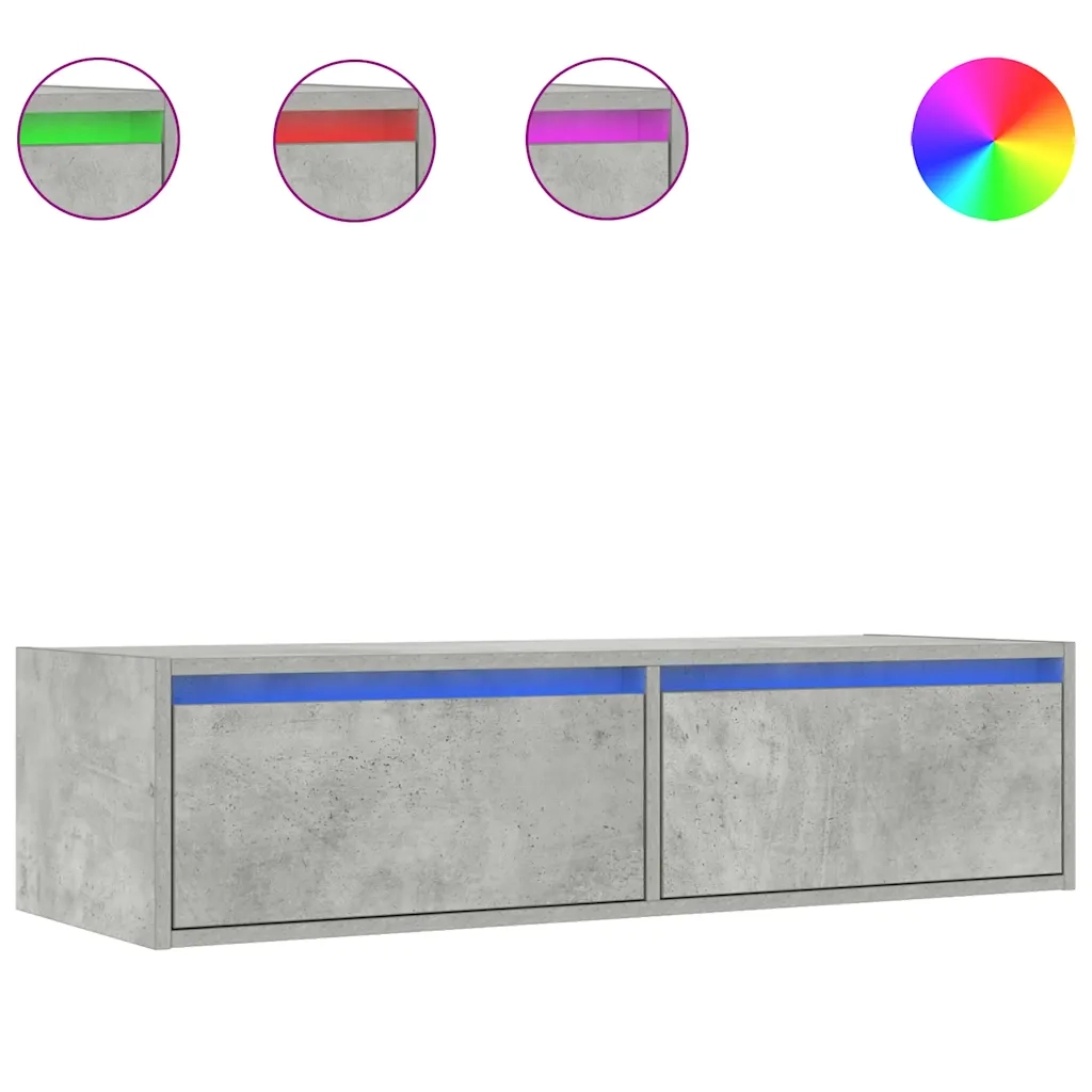 Mobile Porta TV con Luci LED Grigio Cemento 100X35,5x25 cm 860241