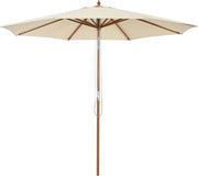 Ombrellone da Giardino 270 cm/300 cm, con Inclinazione Regolabile, 8 Stecche, Struttura di Legno a Carrucola, per Giardino Cortile Piscina (3 m)