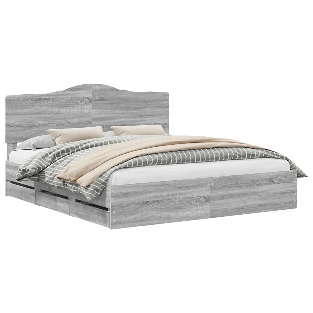 Struttura del letto con cassetto Grigio Sonoma 200 x 200 cm 3413385