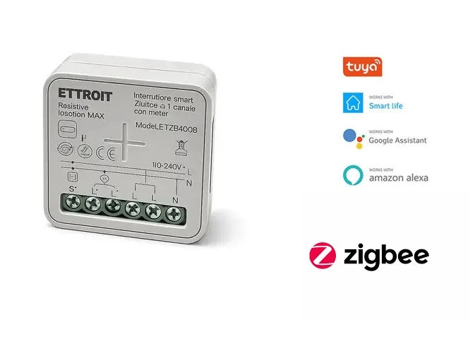Interruttore Smart Zigbee 1 Canale con Monitoraggio Consumi 16A Modulo Relè Compatibile Tuya Alexa Google