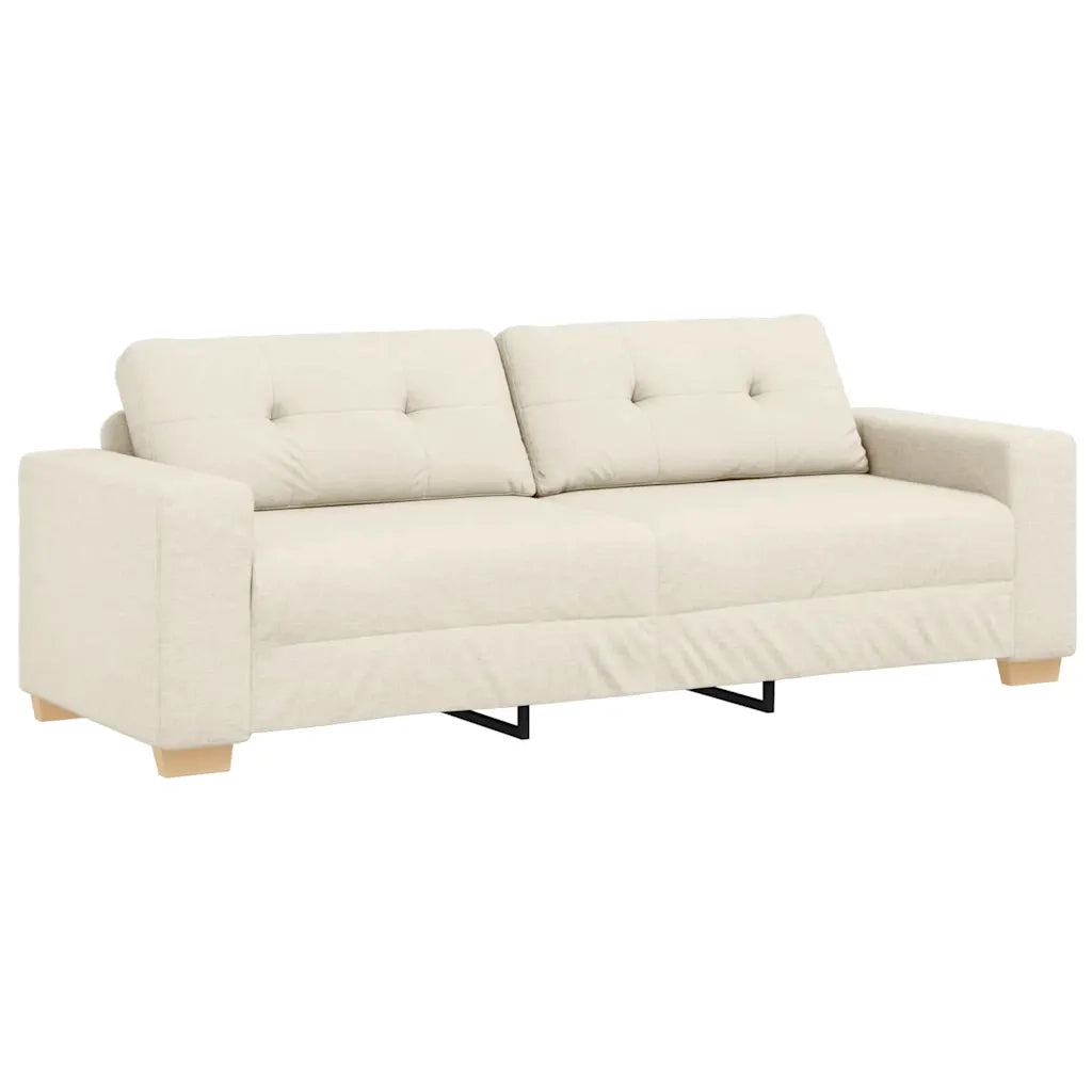 Divano 3-Persone Beige 220 cm Tessuto misto lino 4105097