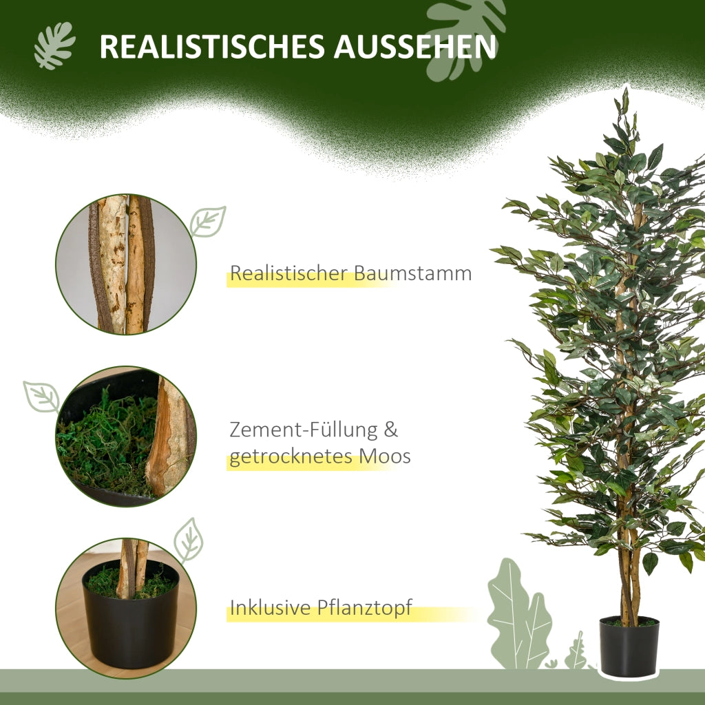 Ficus Artificiale 150 cm ¨C Xylo ¨C Pianta Finta in Vaso per Decorazione Casa Ufficio Giardino