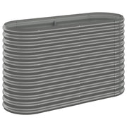 Aiuola ovale rialzata 114 x 40 x 68 cm spaziosa e resistente alle intemperie realizzata in acciaio zincato grigio 02_0046563
