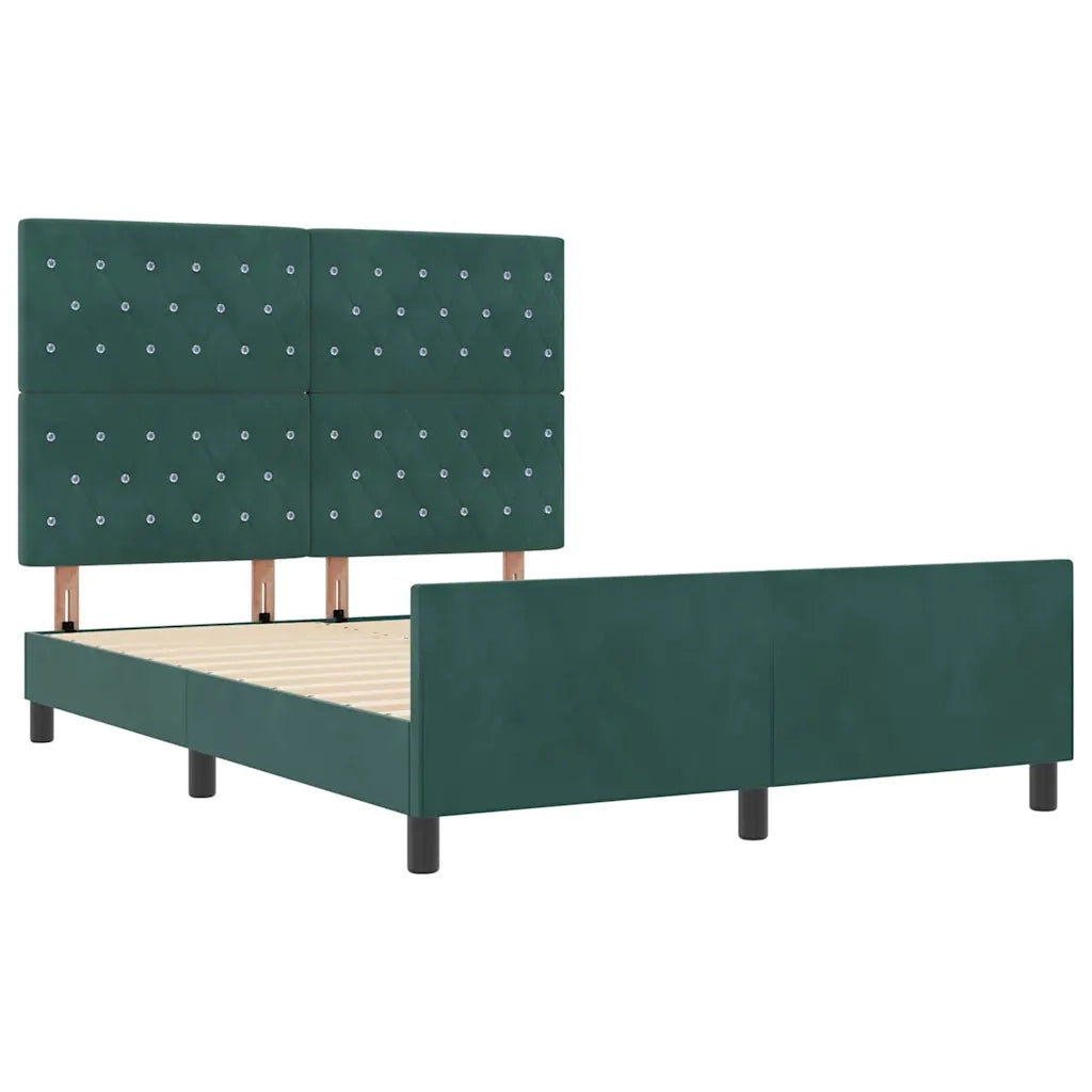 Letto a molle con testiera Verde Scuro 140 x 200 cm Velluto 3344882