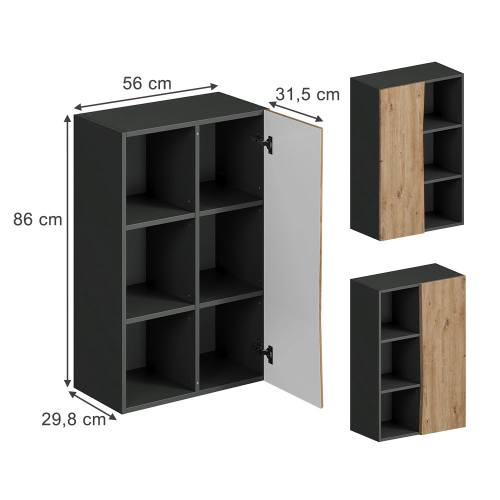 Vicco Mobiletto di media altezza Artigiano 56 x 86 cm con 3 scomparti aperti