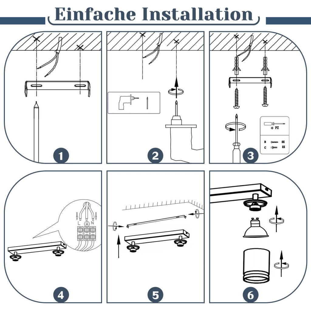 ZMH Faretto da soffitto neri 2 fiamme GU10 orientabili legno anche parete per soggiorno senza lampadina