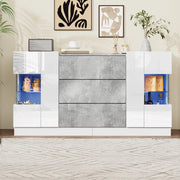 Credenza moderna 140 x 35 x 75 cm con 2 ante, 3 cassetti e illuminazione LED RGB