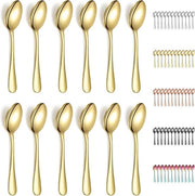 Set di 12 cucchiai da tè in oro - Smalto di titanio su acciaio inossidabile - Per tè, caffè, torta e dessert - Resistenti al lavastoviglie