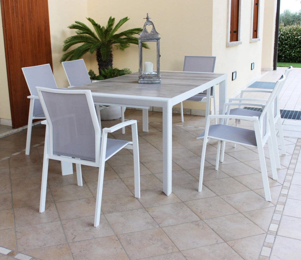 Tavolo Allungabile Portland 175/235x100x75 h cm in Alluminio Bianco