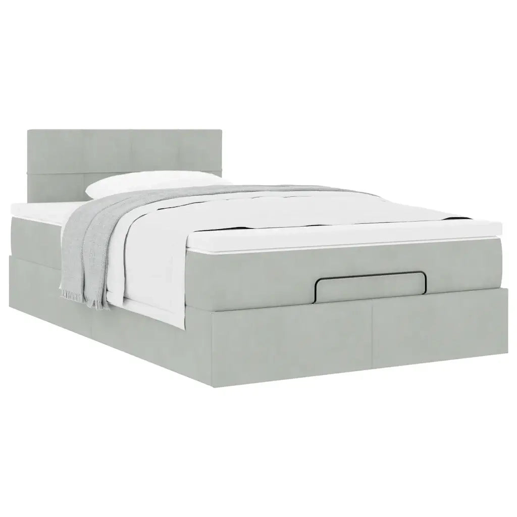 Pouf Letto con Materasso Grigio Chiaro 120x190 cm in Velluto 3311759
