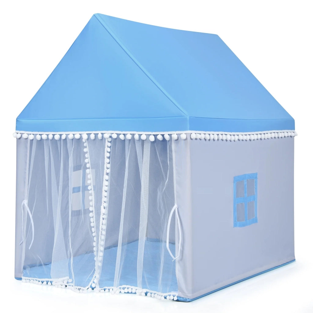 Tenda da gioco per bambini casetta da gioco per interni 120 x 105 x 140 cm struttura in legno stabile spazio confortevole cotone blu 20_0014290