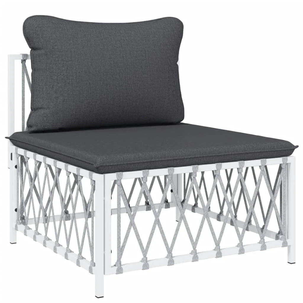 Mobili da giardino mobili da esterno set di mobili con cuscini 6 pezzi acciaio bianco 02_0018317