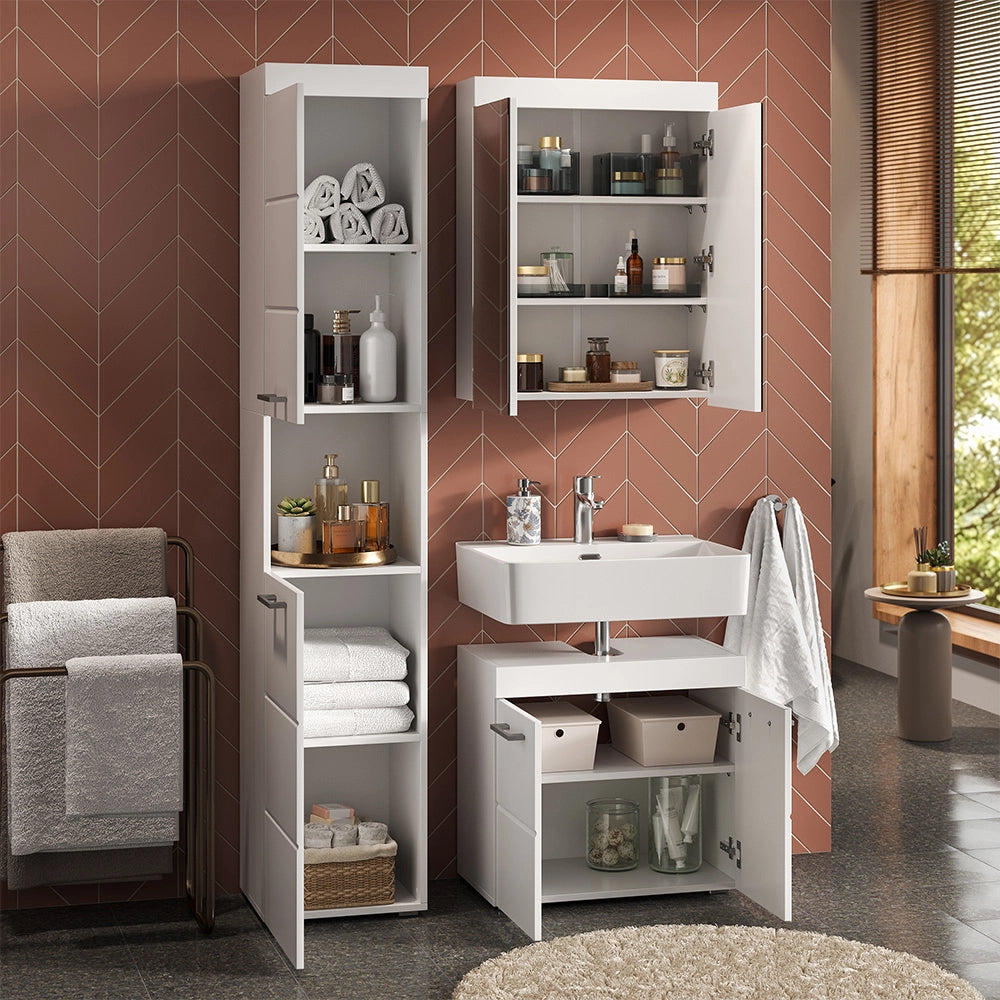 Vicco Set mobili bagno Bianco 3 parti, con colonna