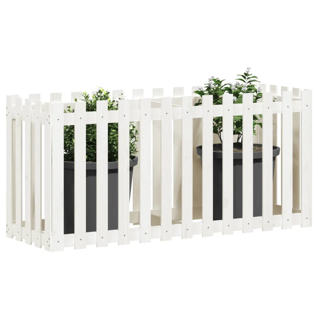 Fioriera Giardino a Recinzione Bianca 150x50x70cm Massello Pino 832498