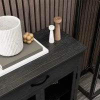 Mobiletto basso meuble de rangement 4 porte con étagères reglables e 2 cassetti stile industriale 150 x 40 x 85 cm nero
