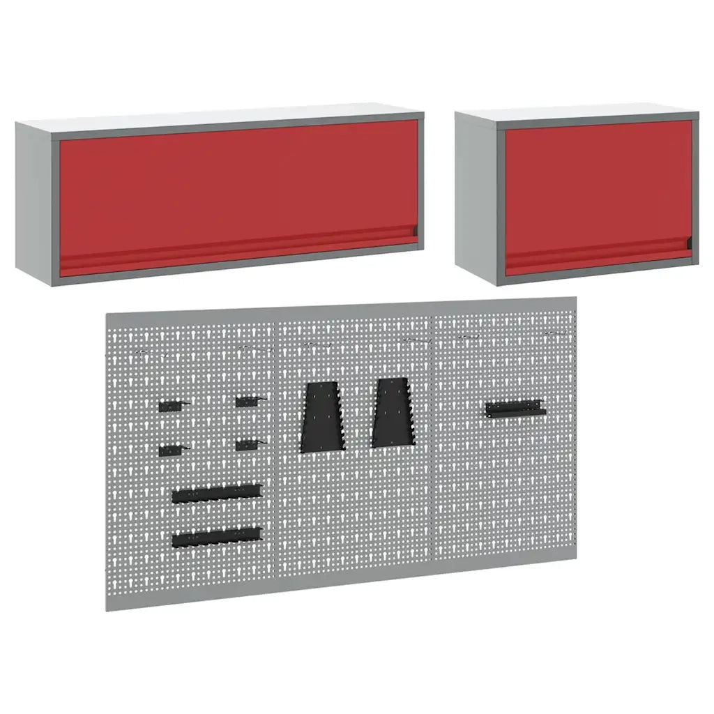 Set di armadi per attrezzi con lo scaffale 5 pcs Rosso 3321413