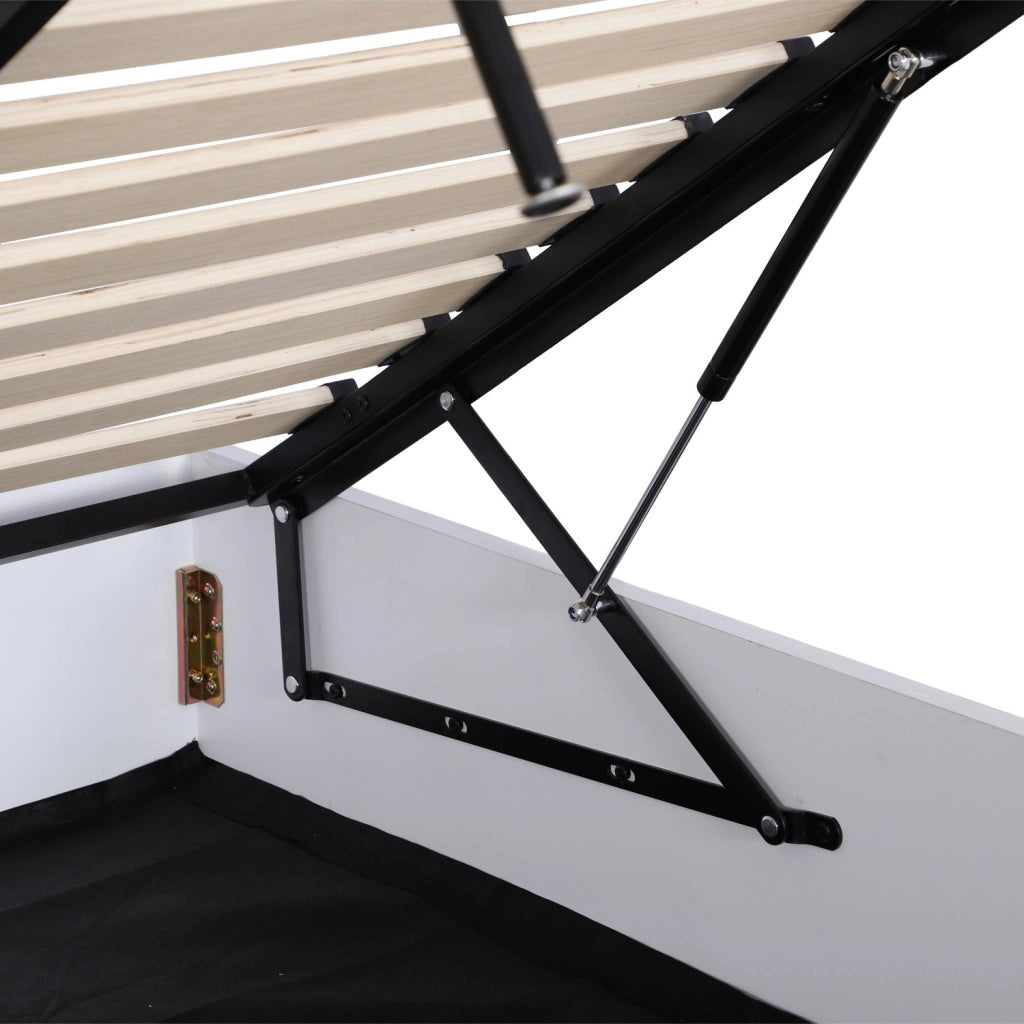 Letto contenitore con rete a doghe decorazione legno, 160x200cm ,