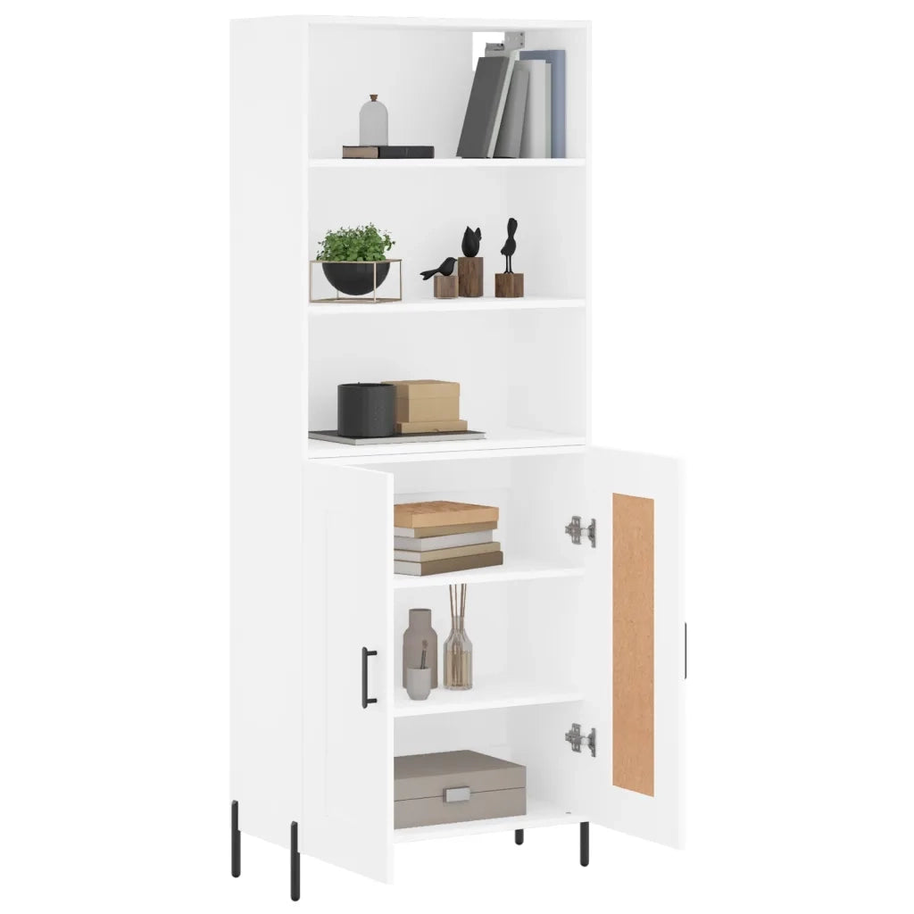 Credenza-Buffet-Armadio da cucina Bianca 69,5x34x180 cm in Legno Multistrato 668160