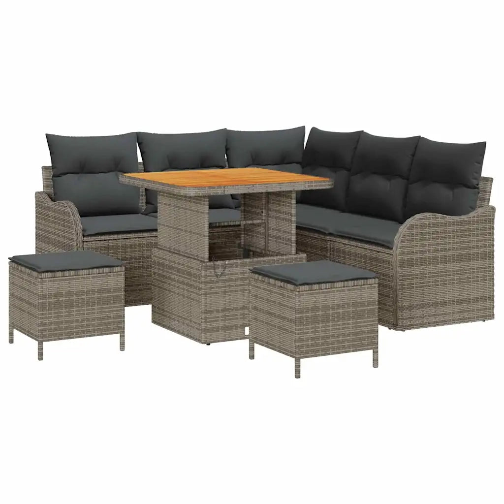 Set Divano da Giardino con cuscino 8 pcs Grigio polyrattan 3362263