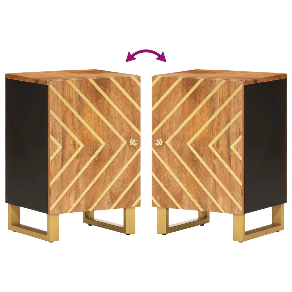 Mobiletto da Bagno | Armadio da bagno Marrone e Nero 38x33,5x58 cm Legno di Mango