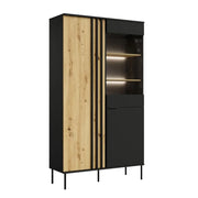 Vetrina design IZO – 2 porte – Nero onice & Rovere chiaro – 110x195x40 cm