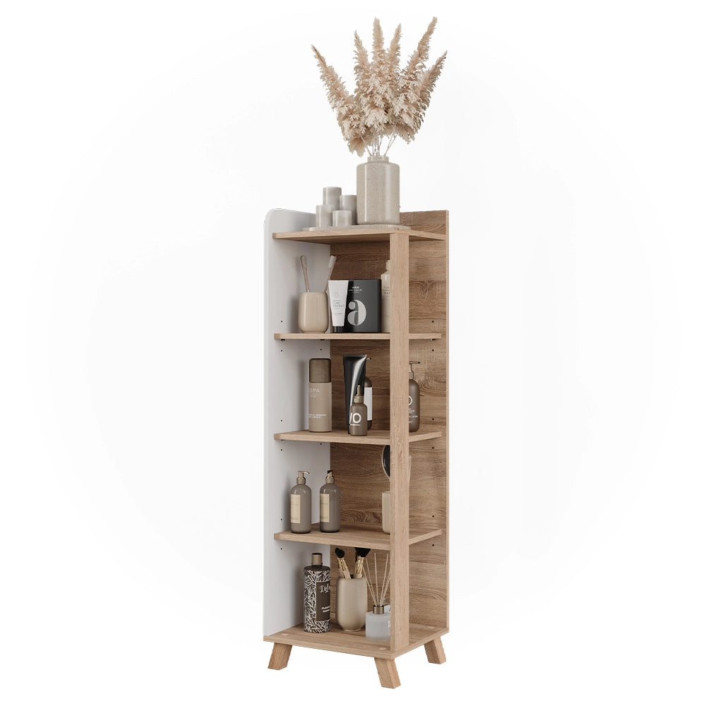 Vicco Mensola da bagno Sonoma/Bianco 40 x 128 cm con 4 scomparti