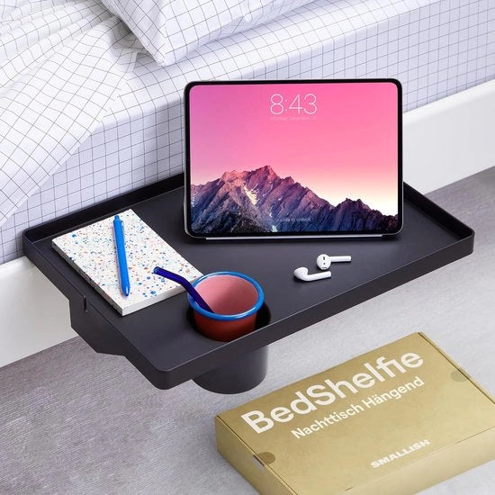 Nachtkastello per letto e letto a castello, Accessori per studenti, Nachtkastello galleggiante con clip per organizzare la cassetta - contenitore da 2,5" per bicchieri, nero