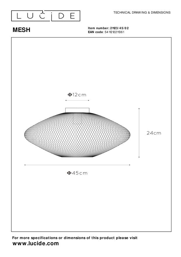 Plafoniera in ottone industriale Mesh E27 40W Lucide