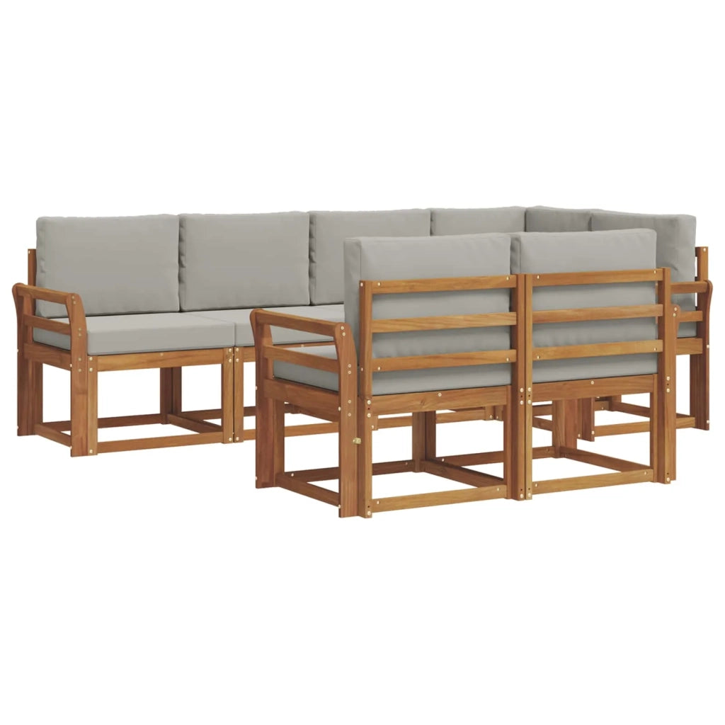 Set di divani da esterno 7 pcs Grigio Naturale e Chiaro