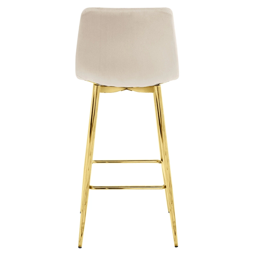 Sgabello Valora TEOTO in velluto beige con gambe dorate per cucina x2