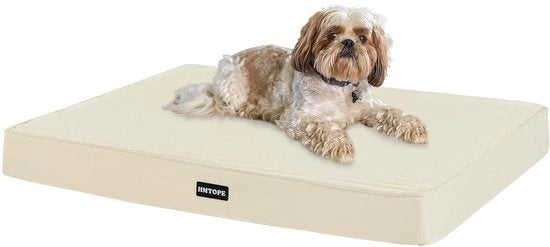 Letto per cani ortopedico, 8 cm di spessore, cuscino per cani per piccoli cani, coperta per cani rimovibile e lavabile, fondo antiscivolo, rivestimento impermeabile, 76 cm, beige