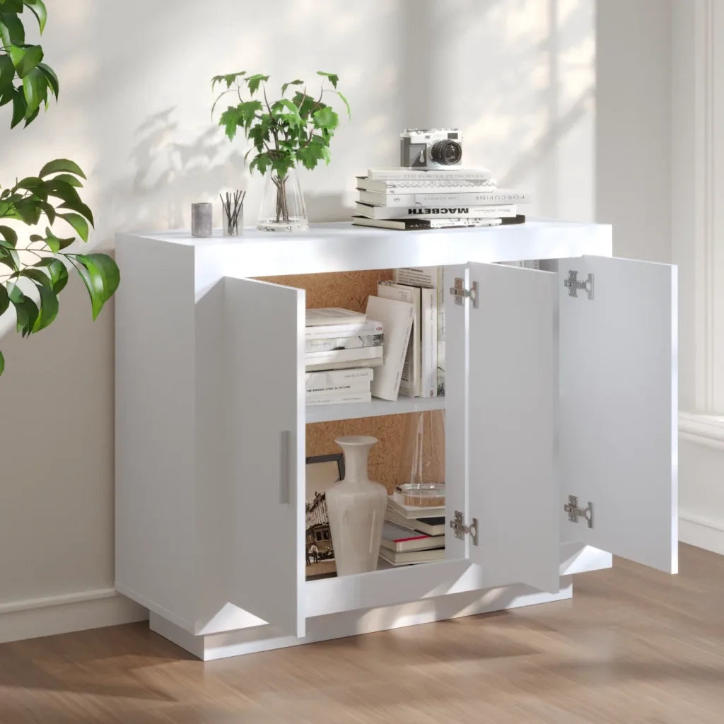Credenza | Madia | Buffet da pranzo | Armadio da pranzo Bianca 92x35x75 cm in Legno Multistrato