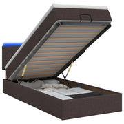 Letto Ottomano con Materasso e LED Marrone Scuro 90 x 190 cm 3456956