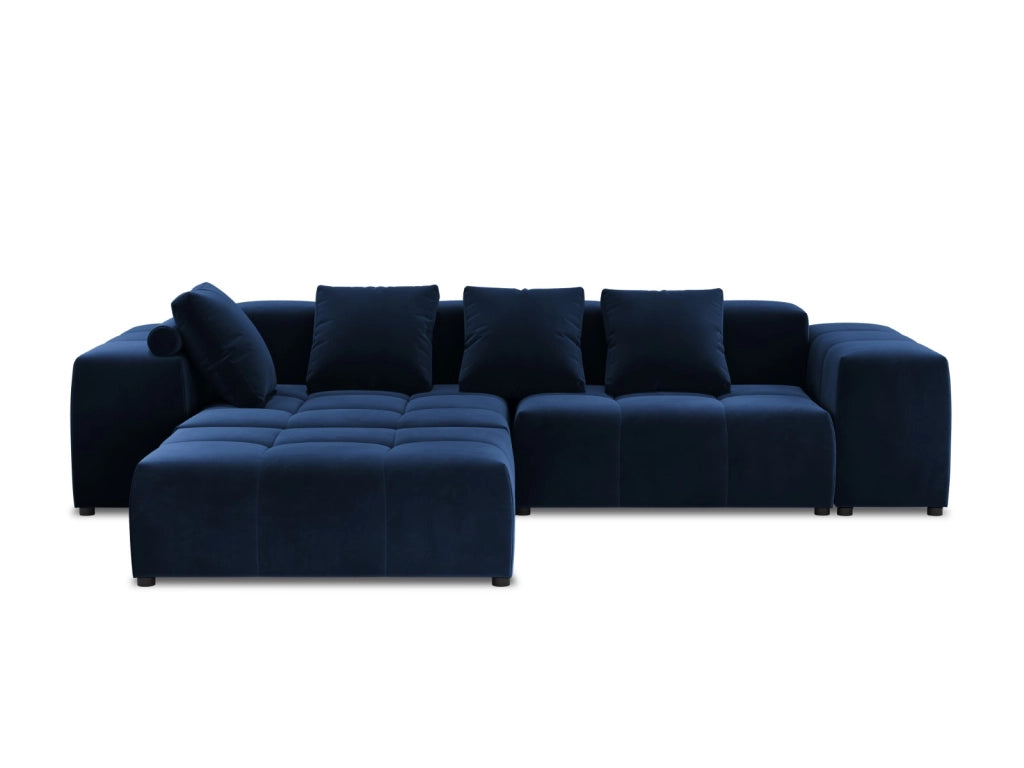 Cosmopolitan Design - Divano angolare modulare reversibile "Rome" 5 posti in velluto blu reale 