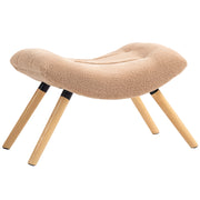 Pouf imbottito con rivestimento in tessuto fleece e gambe in legno ¨C Xylo ¨C Marrone
