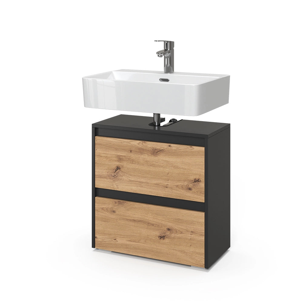 Vicco Mobile sottolavabo per bagno Antracite/Artisan 60.1 x 62 cm con 2 cassetti