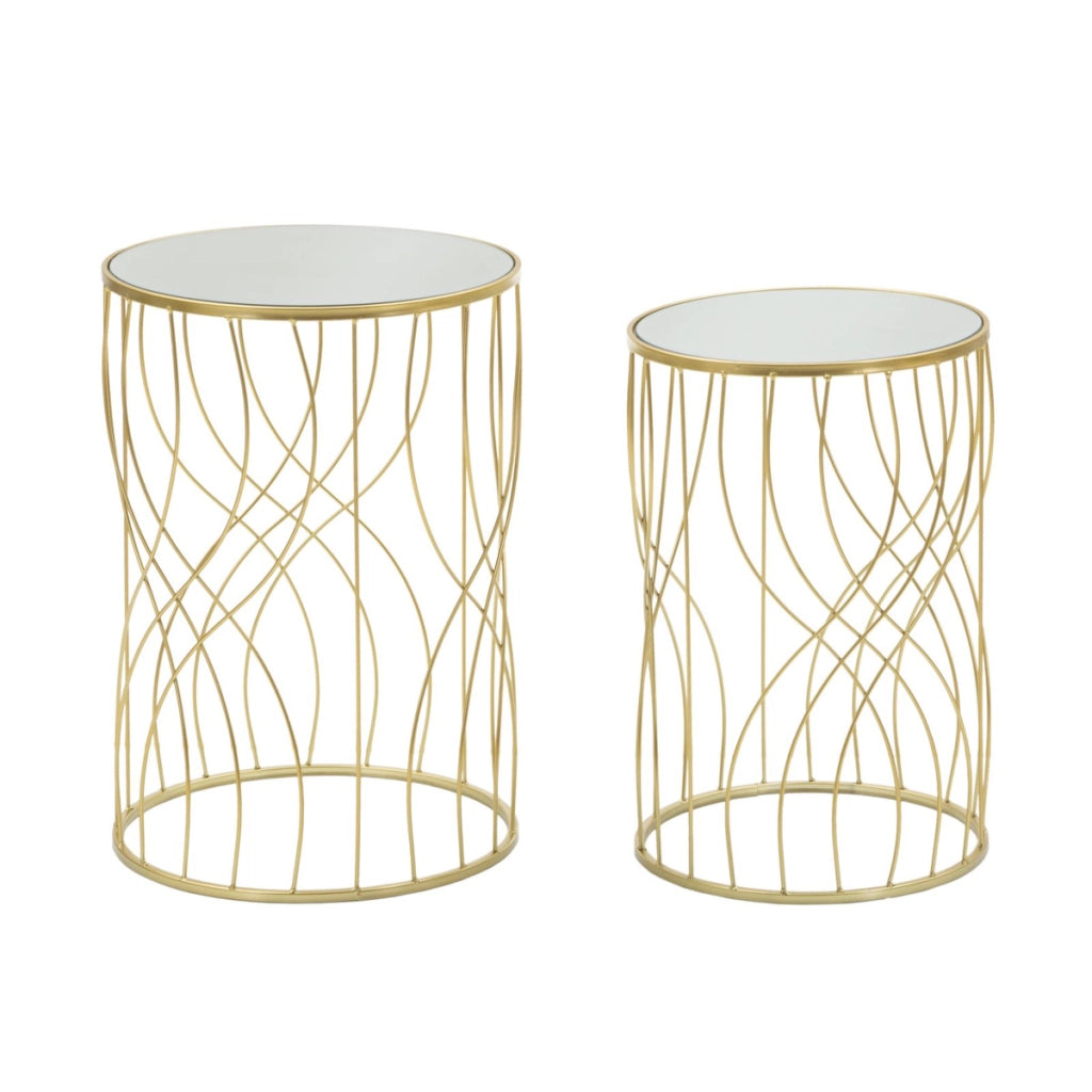 Set di Tavolini VKH545, Oro, Metallo, 38x38x55 cm