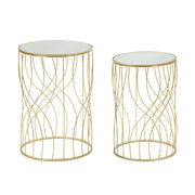 Set di Tavolini VKH545, Oro, Metallo, 38x38x55 cm