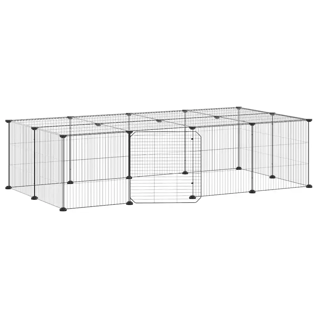 Gabbia per Animali 20 Pannelli con Porta Nera 35x35 cm Acciaio 3114058
