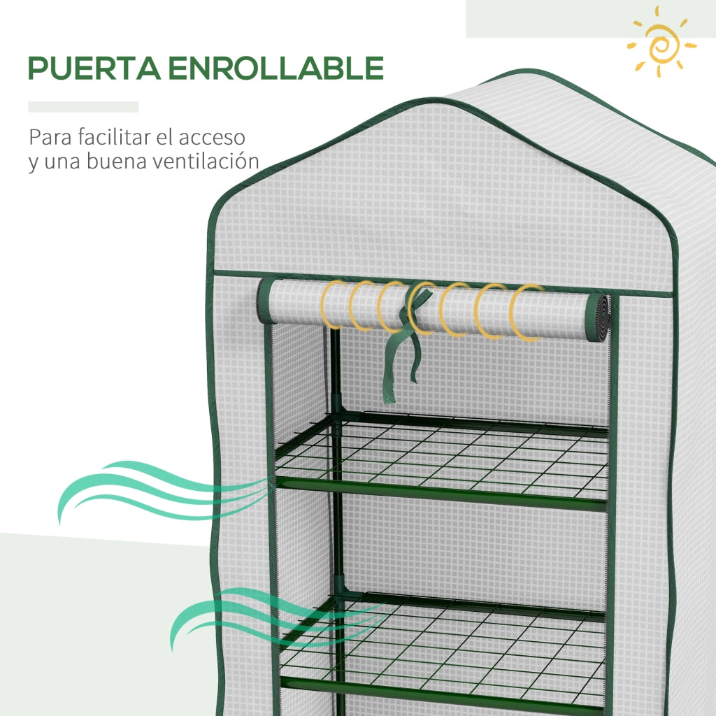 Serra da Giardino con 3 Ripiani ¨C zephmum ¨C 59x39x127 cm Bianco