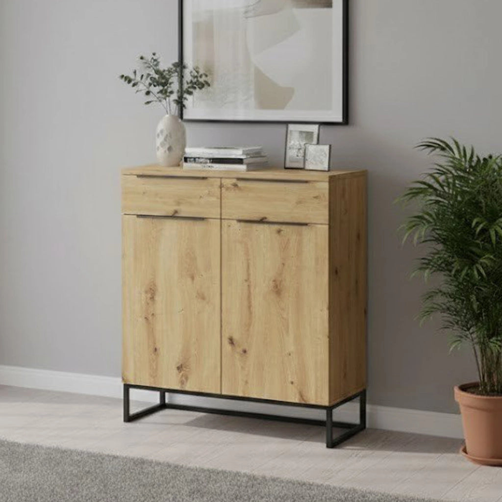 Madia Fiastrone, Credenza 2 Cassetti, 78x37x99h cm Marrone Rovere Nodi