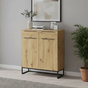 Madia Fiastrone, Credenza 2 Cassetti, 78x37x99h cm Marrone Rovere Nodi