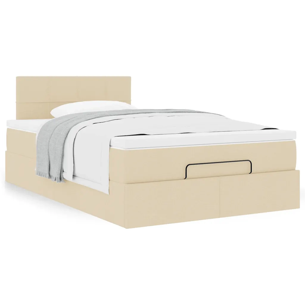 Struttura Letto Pouf con Materasso Crema 120x190 cm in Tessuto 3311447