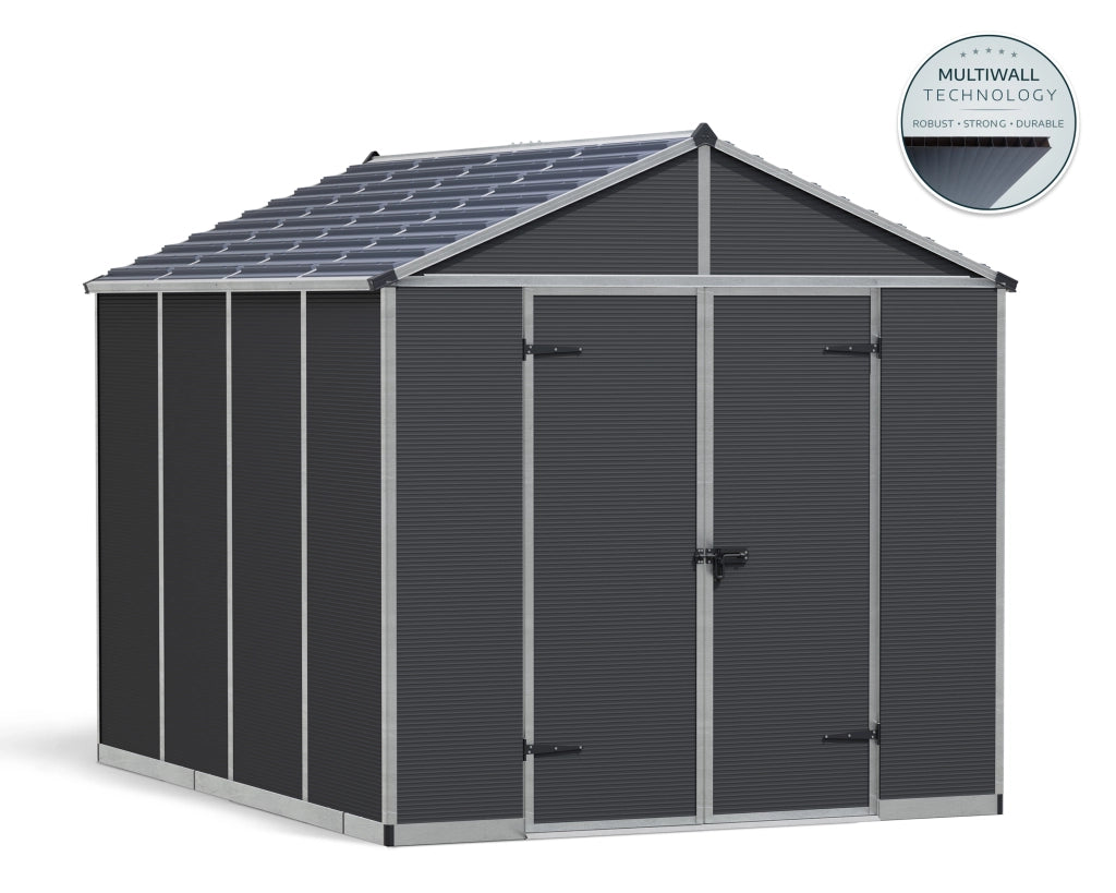 Casetta Da Giardino in Policarbonato Ultra Resistente Rubicon  303X237X235  cm Grigio Scuro