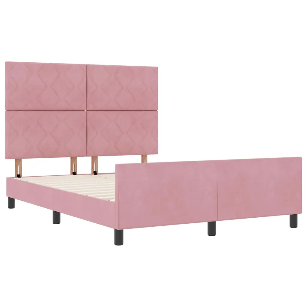 Letto a molle con testiera Rosa 140 x 200 cm Velluto 3345016